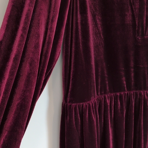 Burgundy Velvet Comfortable Dress - Picture 4 of 5